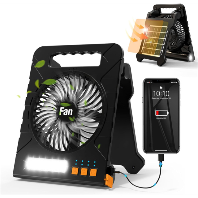 Ventilador de Camping Solar BALACN F907 com Luz LED