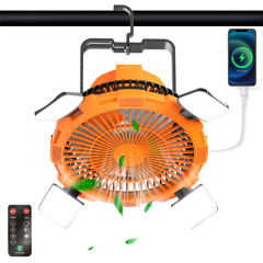 BALACN BL-F901P Solar Fan – Portable Collapsible Camping Solar Powered Fan with LED Lights, Rechargeable Table Fan for Outdoor & Emergency Use （Orange）