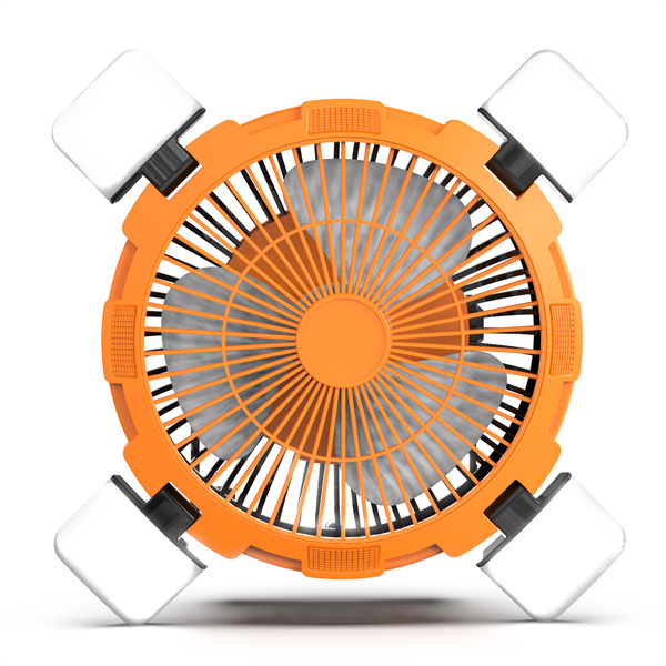 BALACN BL-F901P Solar Fan – Portable Collapsible Camping Solar Powered Fan with LED Lights, Rechargeable Table Fan for Outdoor & Emergency Use （Orange）