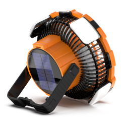 BALACN BL-F901P Solar Fan – Portable Collapsible Camping Solar Powered Fan with LED Lights, Rechargeable Table Fan for Outdoor & Emergency Use （Orange）