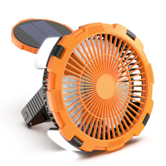 BALACN BL-F901P Solar Fan – Portable Collapsible Camping Solar Powered Fan with LED Lights, Rechargeable Table Fan for Outdoor & Emergency Use （Orange）