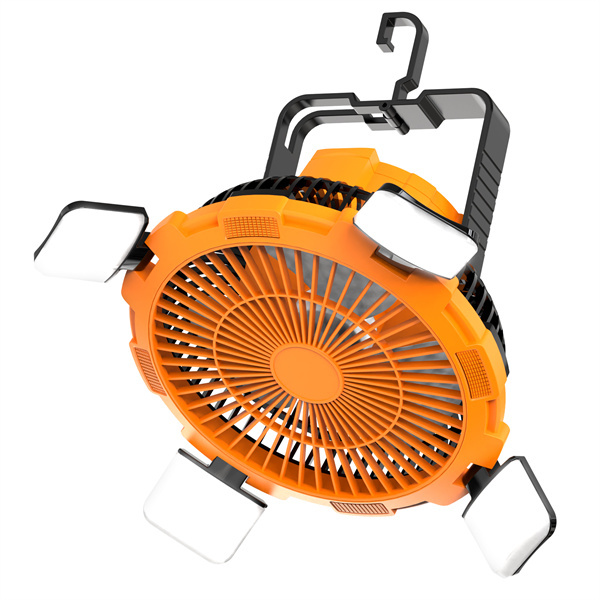 BALACN BL-F901P Solar Fan – Portable Collapsible Camping Solar Powered Fan with LED Lights, Rechargeable Table Fan for Outdoor & Emergency Use （Orange）