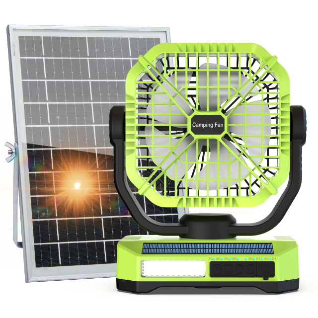 BALACN BL-F910B Solar Electric Fan with Solar Panel Large Capacity Mobile Rechargeable Table Solar Floor Fan