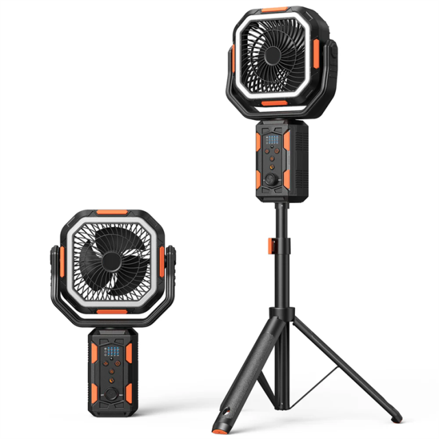 BALACN BL-F21 Camping Fan with Stand 20000mAh Rechargeable Battery Powered Standing Fan with LED Lanterns Portable Tent Fan