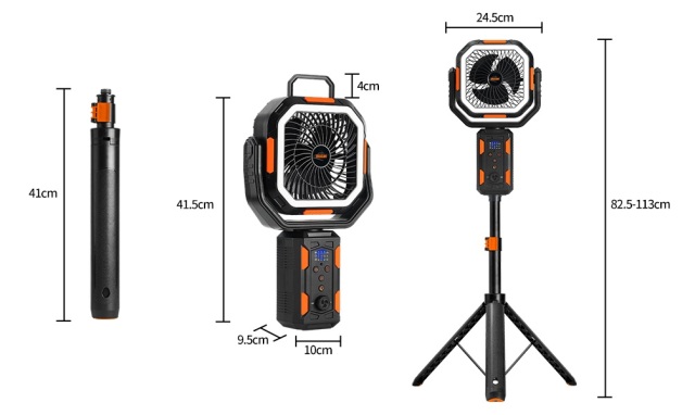 BALACN BL-F21 Camping Fan with Stand 20000mAh Rechargeable Battery Powered Standing Fan with LED Lanterns Portable Tent Fan