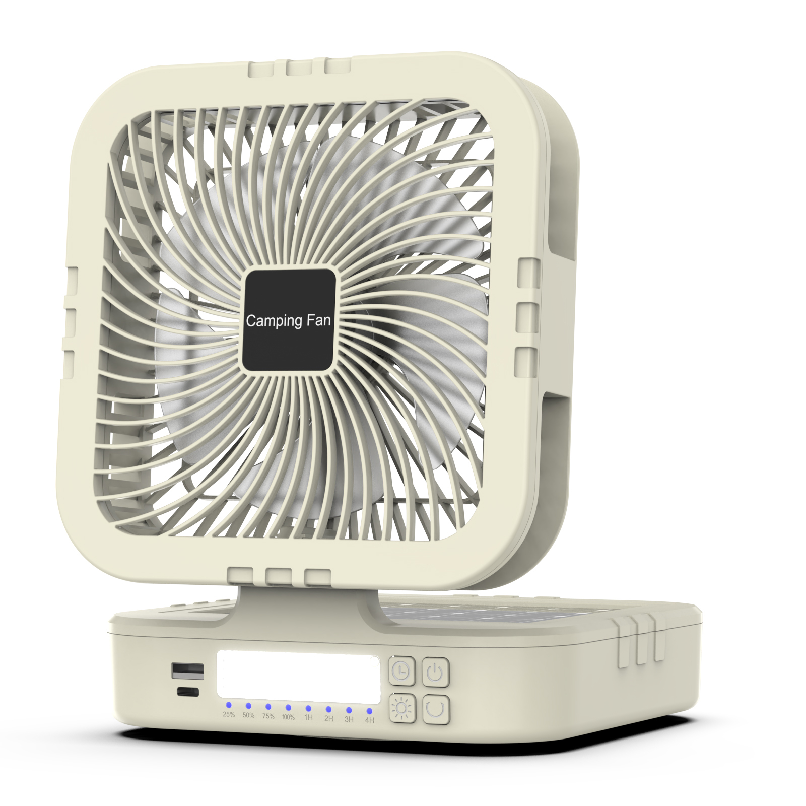 Solar Camping Fan F915｜Portable Cooling with Sun Power & LED Light