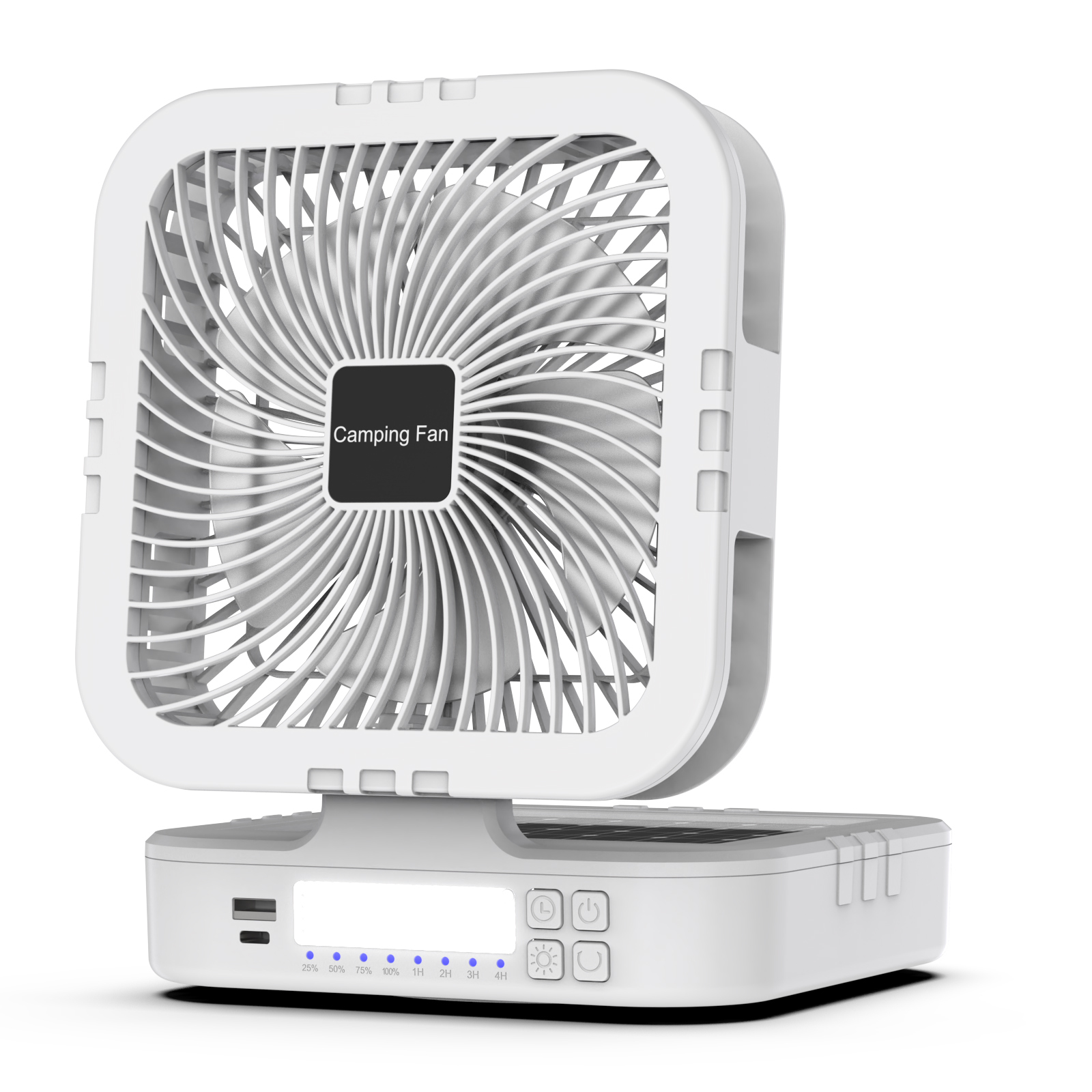 Solar-Powered F915 Camping Fan with Oscillation & LED Light