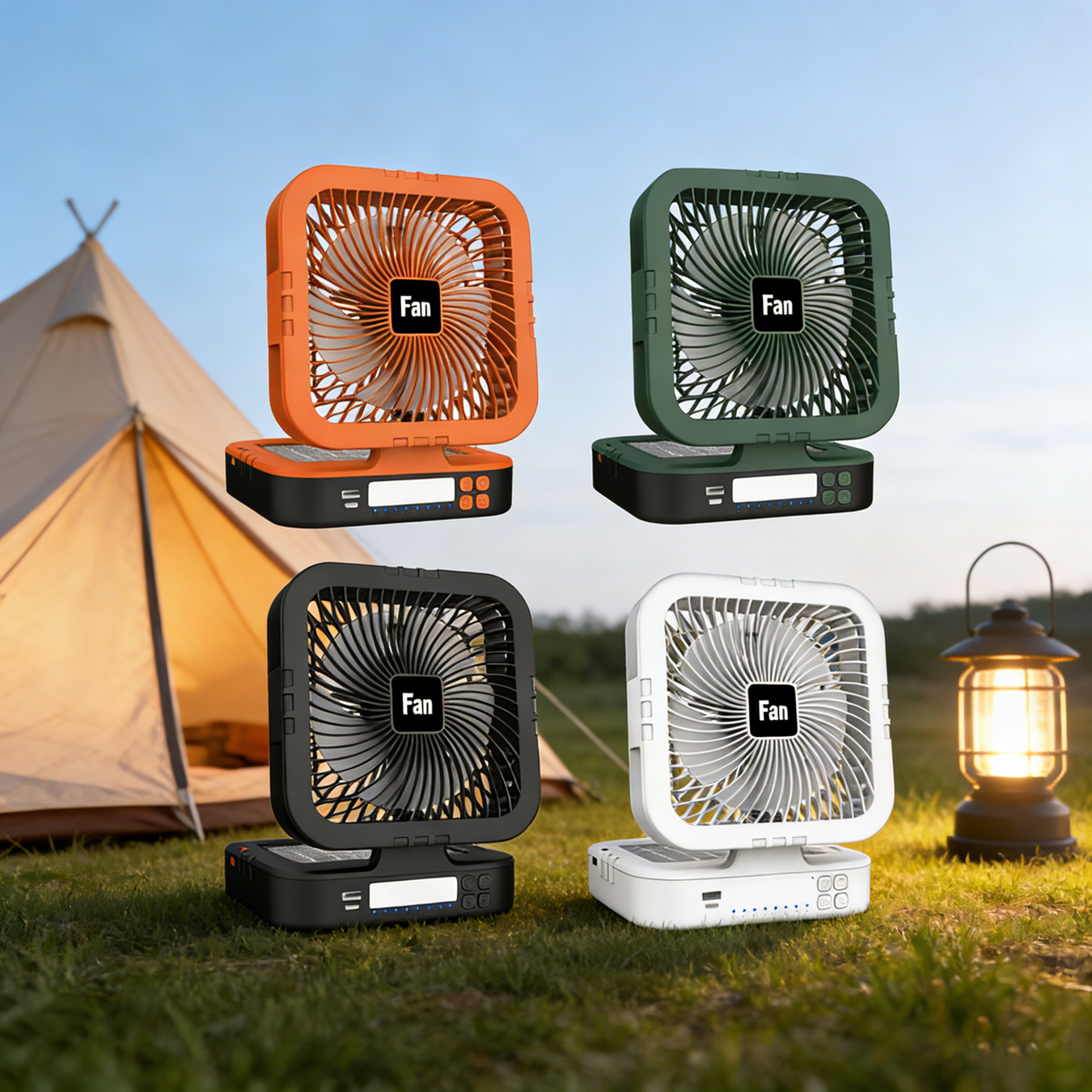 Solar Camping Fan F915｜Portable Cooling with Sun Power & LED Light