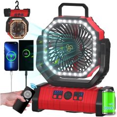 Ventilador de Acampamento ao Ar Livre F6 com Luz LED Integrada