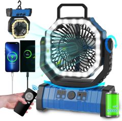 Ventilador de Acampamento ao Ar Livre F6 com Luz LED Integrada