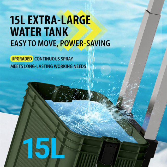 15L Standing Water Mister Battery Operated 8H 4 Spray Modes Anti Smoke Anti Dust