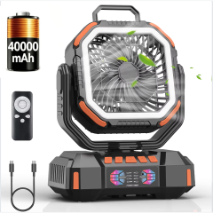 F22S 40000mAh Rechargeable Camping Fan with LED Light & Remote Control
