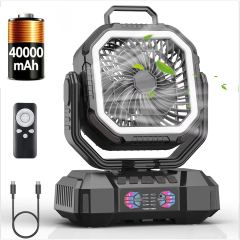 F22S 40000mAh Rechargeable Camping Fan with LED Light & Remote Control