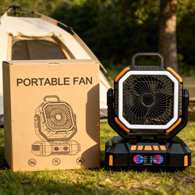 F22S 40000mAh Rechargeable Camping Fan with LED Light & Remote Control