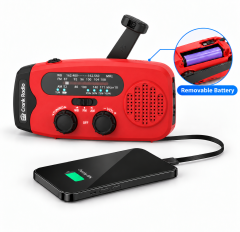 NOAA Weather Radio Emergency Kit with Solar Hand Crank Charging, LED Flashlight & USB Phone Charger for Camping Survival