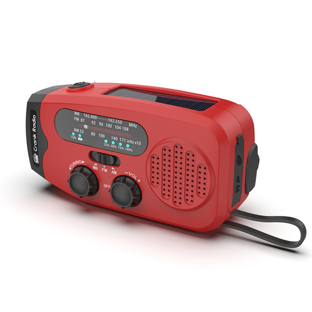NOAA Weather Radio Emergency Kit with Solar Hand Crank Charging, LED Flashlight & USB Phone Charger for Camping Survival