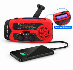 086B Solar Hand Crank Emergency Radio with AM/FM NOAA Weather Alert, LED Flashlight and USB Phone Charger for Camping & Outdoor Survival