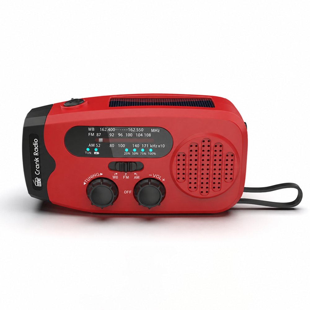 NOAA Weather Radio Emergency Kit with Solar Hand Crank Charging, LED Flashlight & USB Phone Charger for Camping Survival