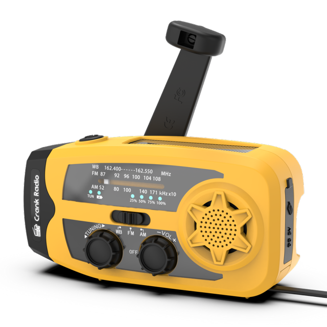 086B Solar Hand Crank Emergency Radio with AM/FM NOAA Weather Alert, LED Flashlight and USB Phone Charger for Camping & Outdoor Survival