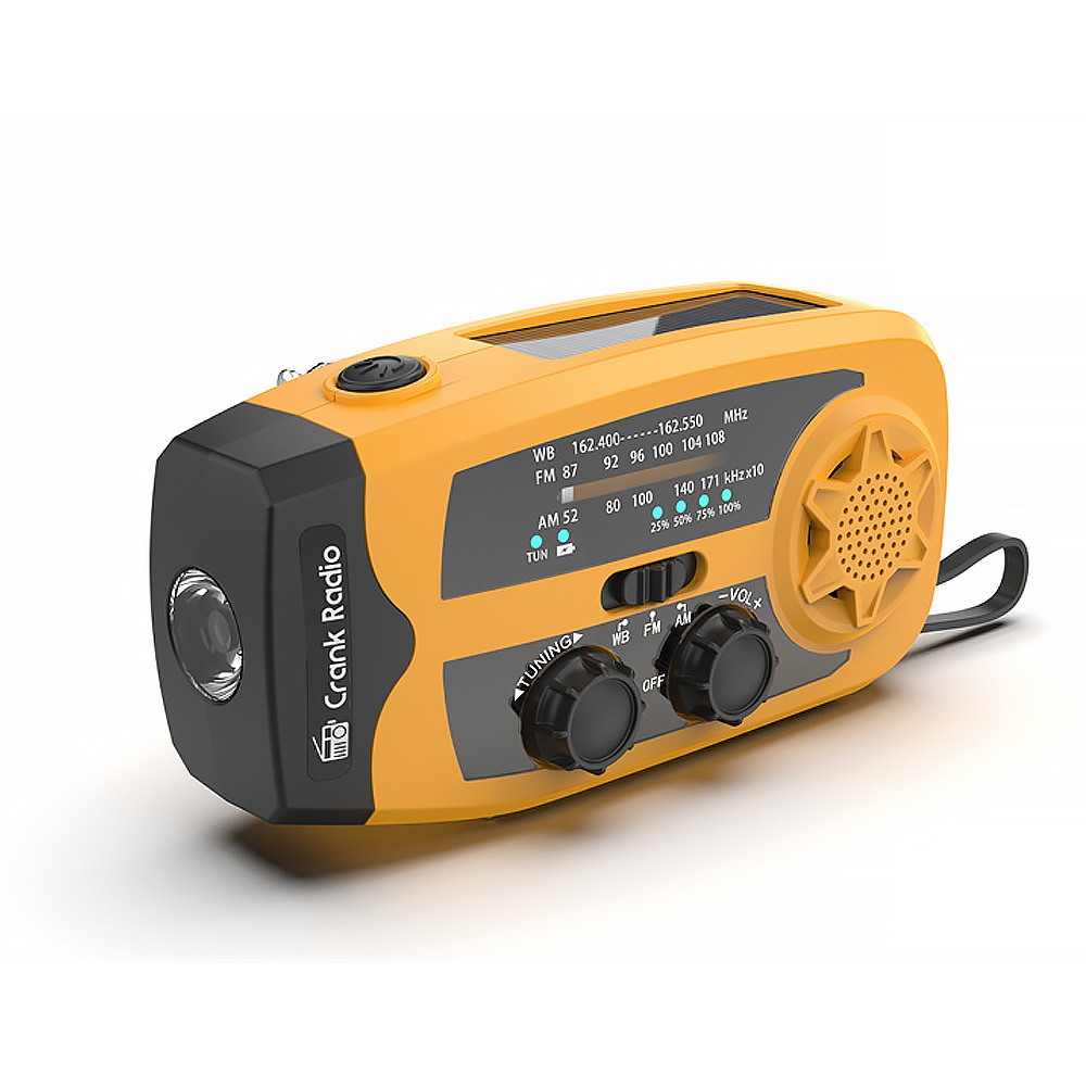086B Solar Hand Crank Emergency Radio with AM/FM NOAA Weather Alert, LED Flashlight and USB Phone Charger for Camping & Outdoor Survival