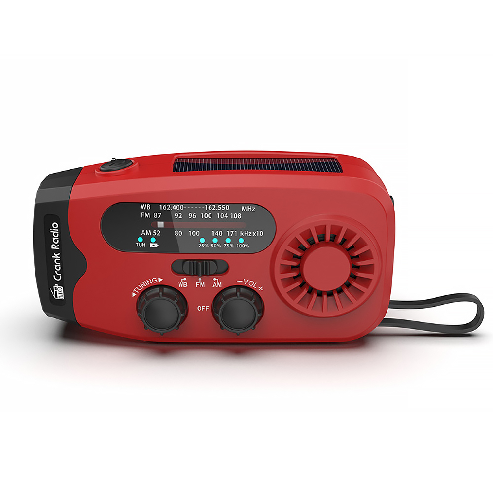 086C Portable NOAA Emergency Weather Radio with 2000mAh Battery, Solar Hand Crank Charger, AM/FM Radio, LED Flashlight & USB Phone Charger for Camping Survival