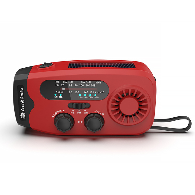 086C Portable NOAA Emergency Weather Radio with 2000mAh Battery, Solar Hand Crank Charger, AM/FM Radio, LED Flashlight & USB Phone Charger for Camping Survival