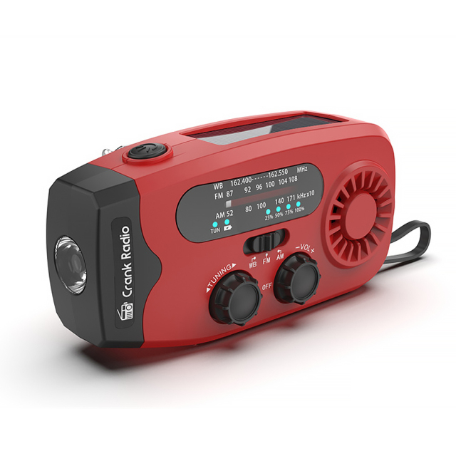 086C Portable NOAA Emergency Weather Radio with 2000mAh Battery, Solar Hand Crank Charger, AM/FM Radio, LED Flashlight & USB Phone Charger for Camping Survival