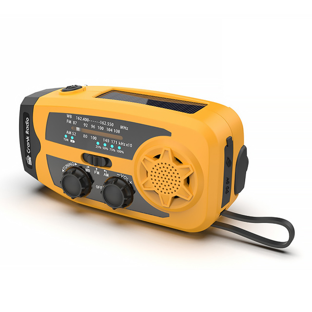 086B Solar Hand Crank Emergency Radio with AM/FM NOAA Weather Alert, LED Flashlight and USB Phone Charger for Camping & Outdoor Survival