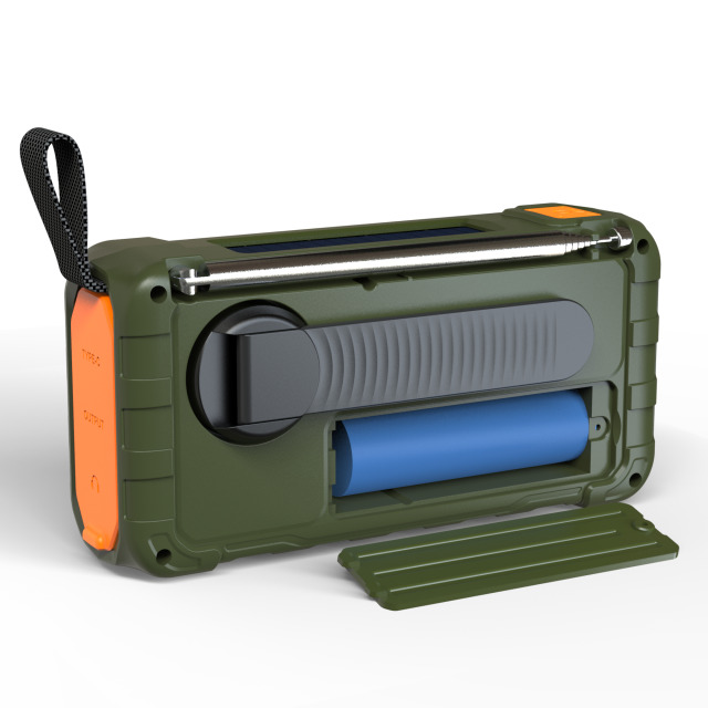 MD-9D Portable DAB Emergency Radio with Solar Charging, Hand Crank, Bluetooth & SOS Light