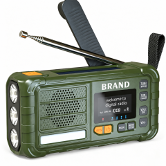 MD-9D Portable DAB Emergency Radio with Solar Charging, Hand Crank, Bluetooth & SOS Light