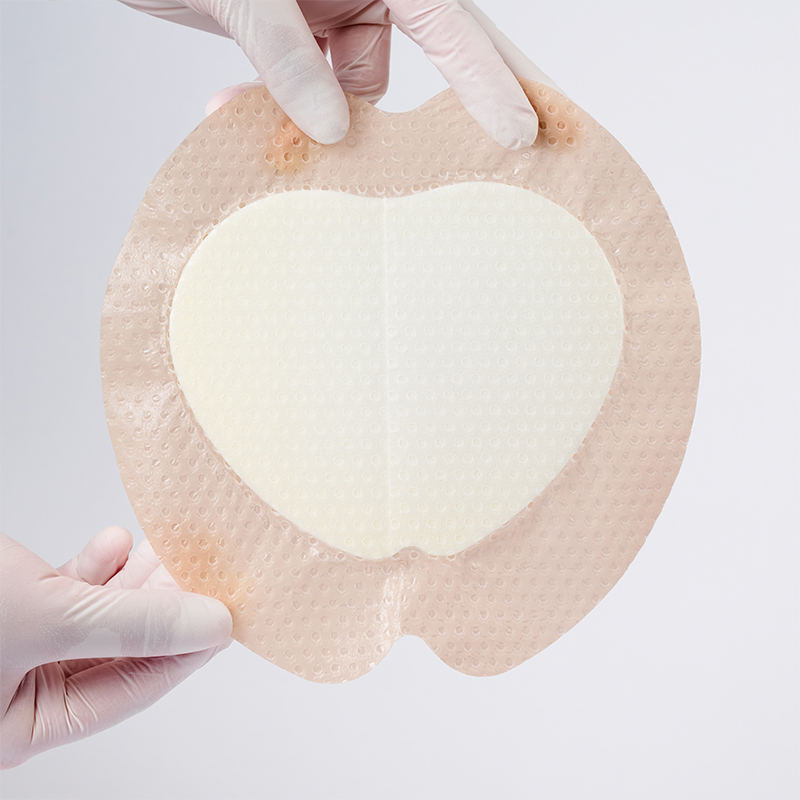 Sacral Foam Dressing, Silicone adhesive with boarder, Size 18 x 18 cm / 7"x7", matt PU film backing, Bed Sore Treatment Bandage for Sacrum