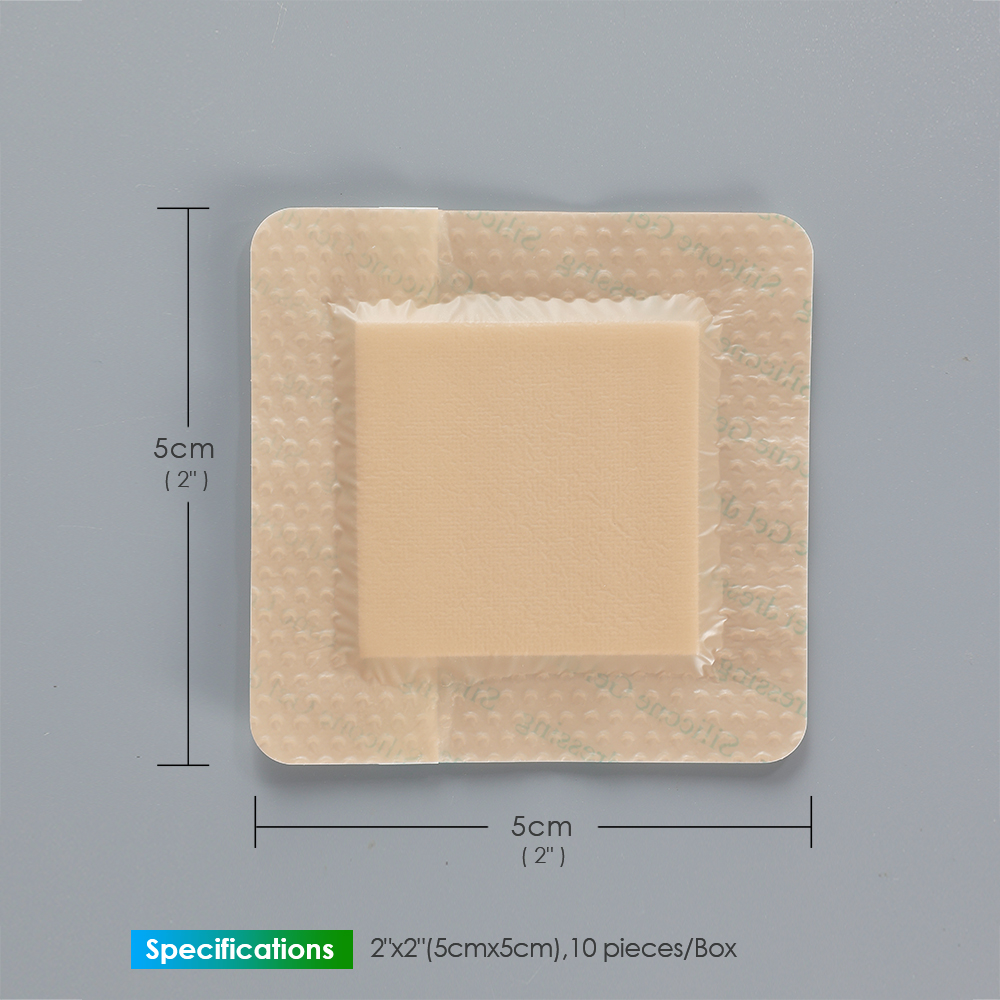 Silicone Self-Adhesive Foam Dressings With Border, Size 5 cm x 5 cm / 2'' x 2'', Advanced Wound Care Solution
