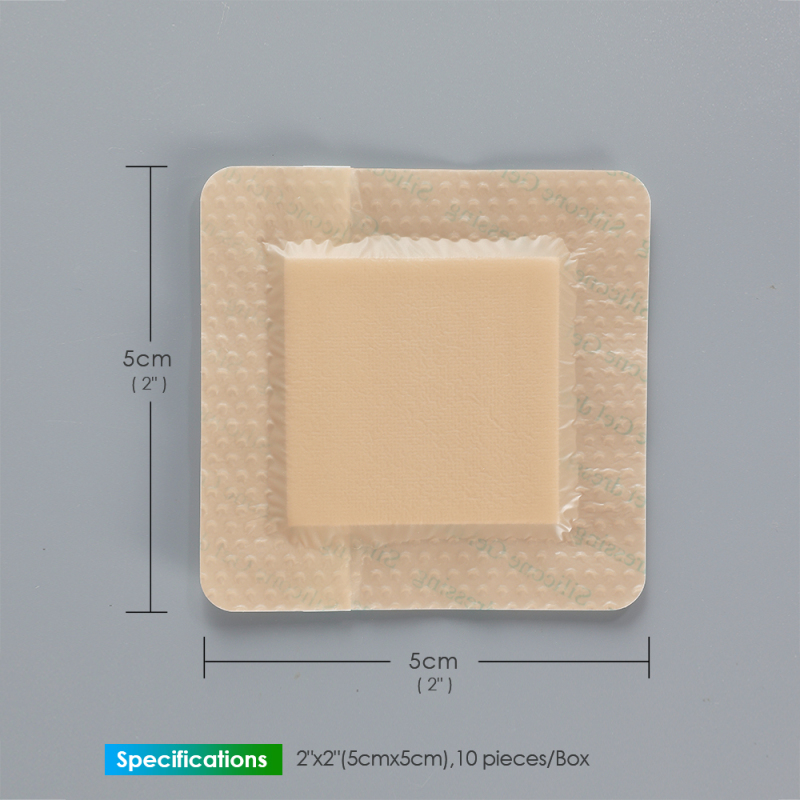 Silicone Self-Adhesive Foam Dressings With Border, Size 5 cm x 5 cm / 2'' x 2'', Advanced Wound Care Solution