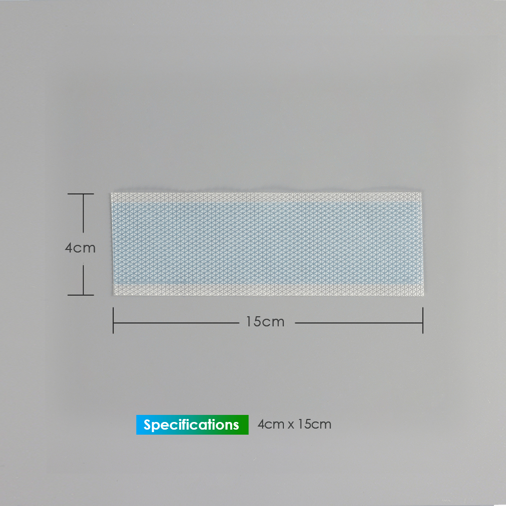 Silicone scar sheet, size 4 cm X 15 cm, color blue, scar care solution