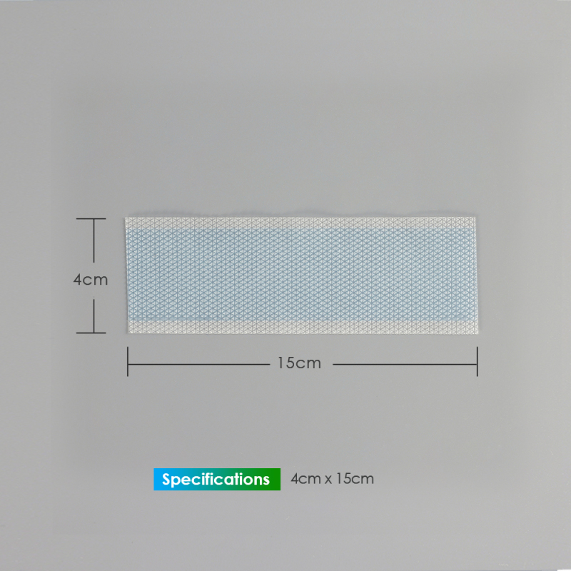 Silicone scar sheet, size 4 cm X 15 cm, color blue, scar care solution