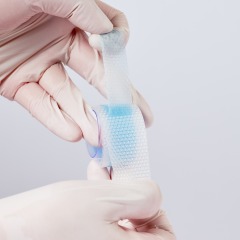 Silicone scar tape roll, size Width 2.5 cm, Lenth 1 m~5 m, color blue, scar care solution