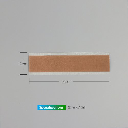Silicone scar sheet, size 2 cm X 7 cm, thickness 0.4mm, color dark brown, scar care solution