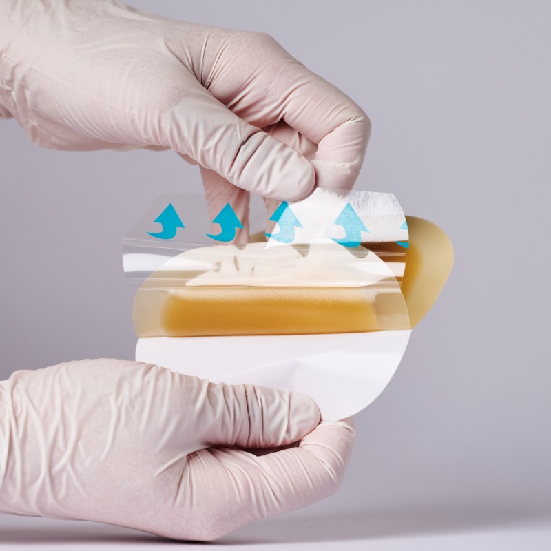 Bordered Hydrocolloid Dressing, size 10 cm x 10 cm / 4"x 4", Adhesive And Bordered , Advanced Wound Care Solution