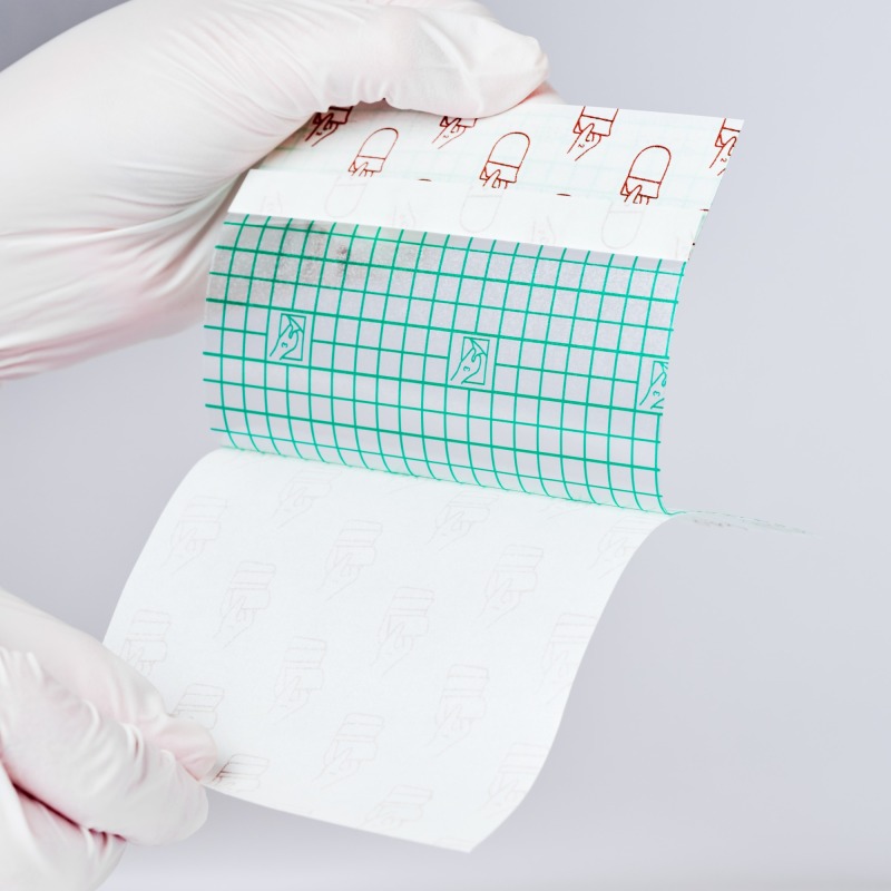 Transparent Film Dressing-Size 10 x 12 cm-Grid Pattern Style- Waterproof breathable Wound care Adhesive Bandage