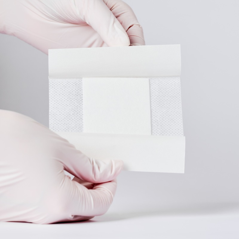 Medical non-woven dressing with pad-Non-Size 10 x 10 cm-with Absorbent pad