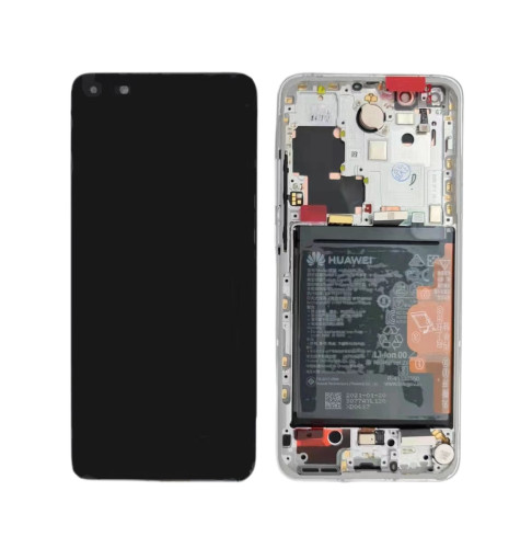 Huawei Mate 40Pro Display ORIGINALE con Frame + Batteria Service Pack Argento