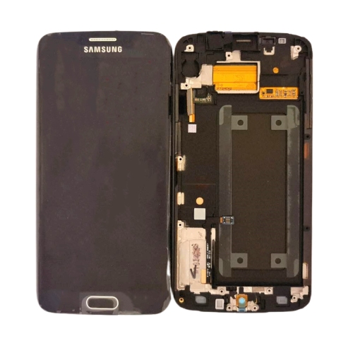 Samsung S6 Edge G925F Display ORIGINALE Cambiato Vetro + Frame Blu Nero
