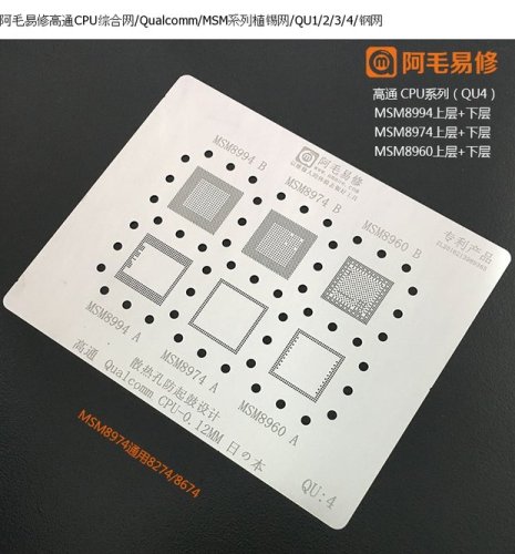 BGA Reballing stencil Qualcomm CPU (QU4)