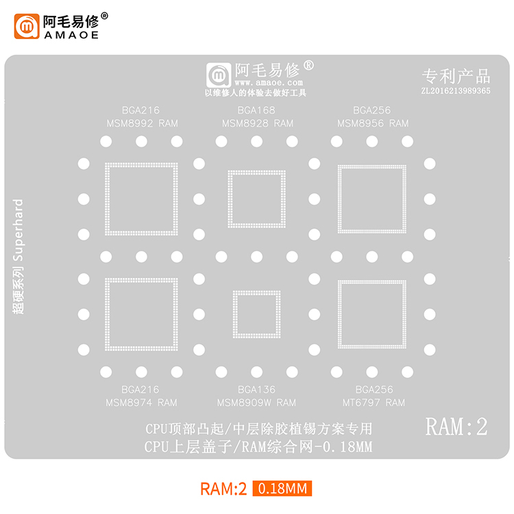 BGA Reballing stencil CPU/RAM (RAM2)