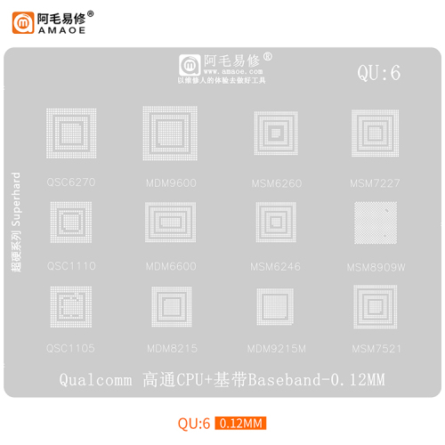 BGA Reballing stencil Qualcomm CPU +Baseband(QU6)