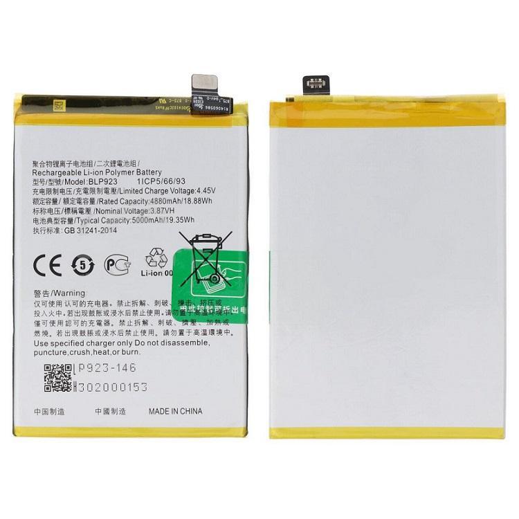 Batteria De Grande Capacita 5000mAh BLP923 OPPO A97 5G A57 4G A57S A77 4G A77 5G A78 5G One Plus Nord N20SE Realme C51 CPH2387 CPH2339 CPH2483 CPH2385 CPH2469 PFTM10 (Prodotto Nello Stabilimento Di Deji, Senza Logo)