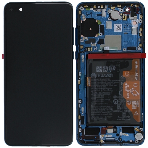 Huawei P40 Display ORIGINALE + Frame + Batteria Service Pack Blu ANA-NX9 ANA-LX4