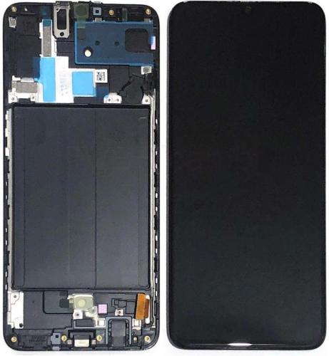 Samsung A705F A70 2019 Display Originale + Frame Service Pack Nero