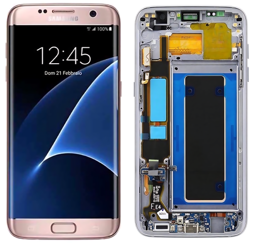 Samsung S7 Edge G935F Display Originale Cambiato Vetro + Frame Rosa