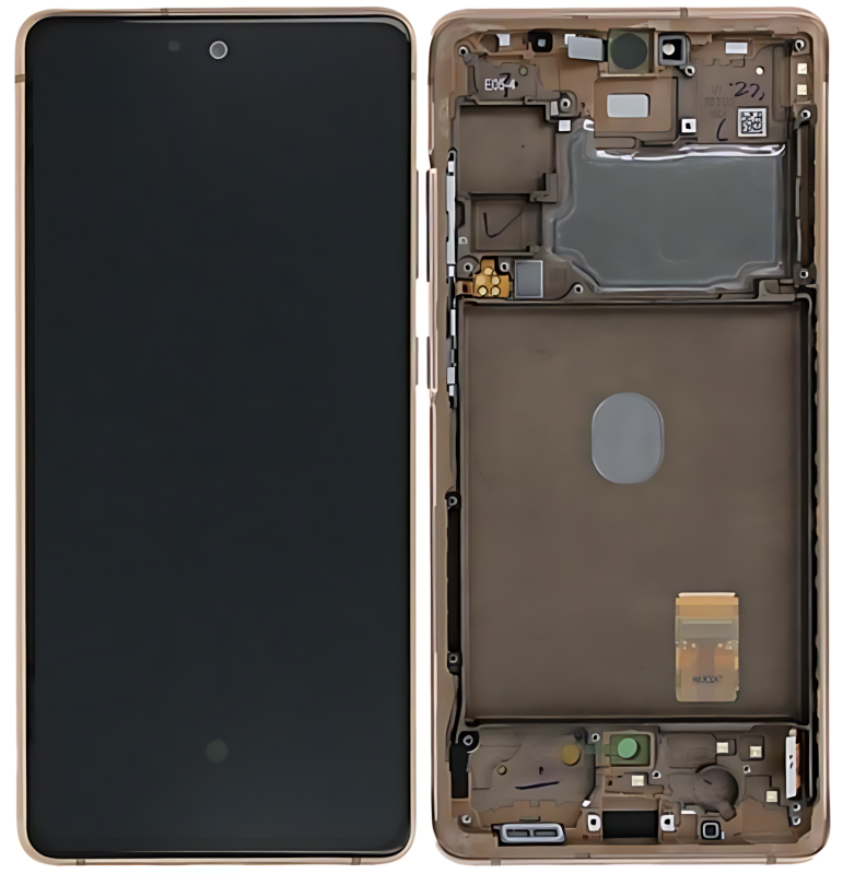 Samsung S20FE 4G G780F S20Lite S20FE 5G G781B Display ORIGINALE Cambiato Vetro + Cornice Oro Arancione